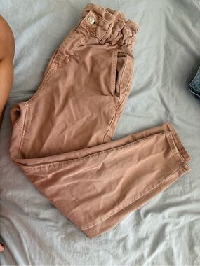 Zara Paperbag Waist Women's Jeans in Dusty Rose